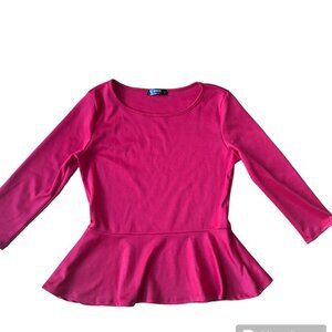 Ninexus Women's Red Peplum 3/4 Sleeve Top Made in USA size L